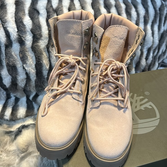Timberland Shoes - Timberland Carnaby Cool 6 Inch Light Pink Suede Boots Size 9M Worn Once